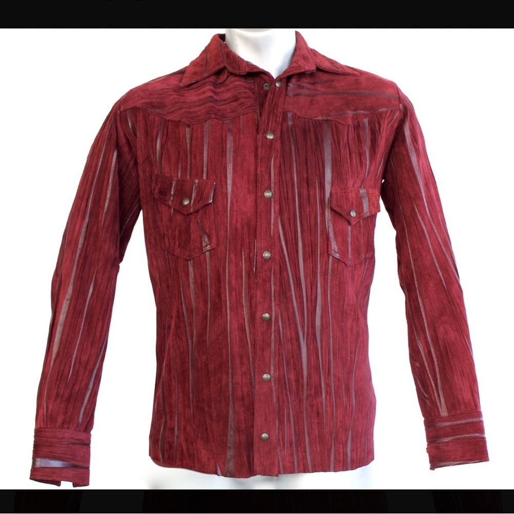 V22LA Leather RIDER SHIRT OX BLOOD